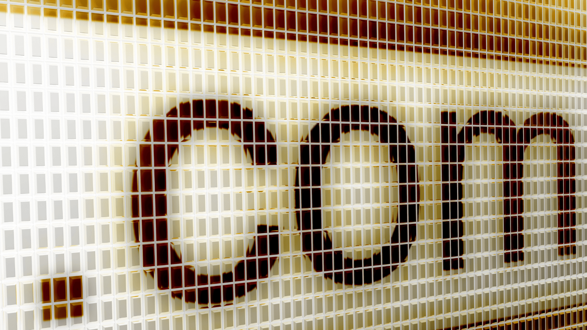 Close-up of the text .com displayed behind a grid-like translucent surface, creating a textured and distorted visual effect—perfect for a digital marketing agency or Abilene web design project.